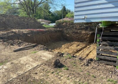 Excavation of a basement extension for a home addition