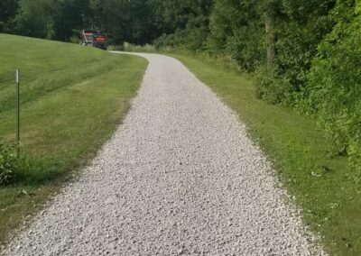 Freshly spread gravel on a long driveway